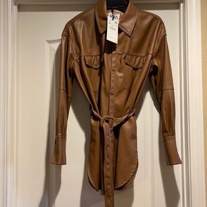 Zara Brown faux Leather jacket or short dress
